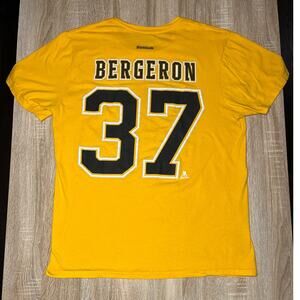 Patrice Bergeron Bruins Yellow Gold 37 Reebok TShirt Mens Large